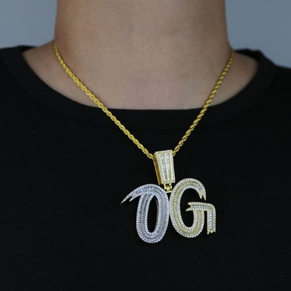 New Drop! Iced Out Bling Baguette CZ Cursive Letters OG - Picture 7 of 7